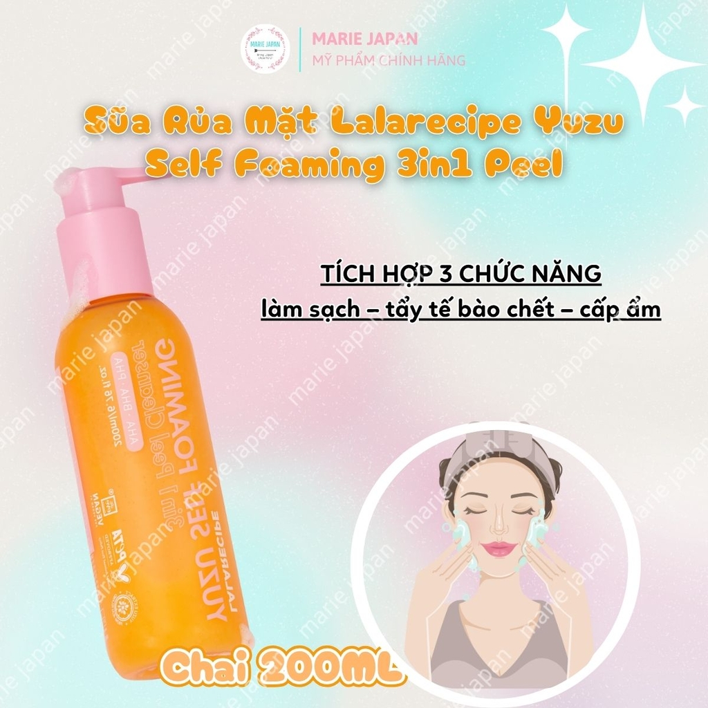 Sữa Rửa Mặt Sủi Bọt Lalarecipe Yuzu Sạch Sâu Dưỡng Ẩm Sáng Da Self Foaming 3in1 Peel Hàn Quốc Tuýp 100ml