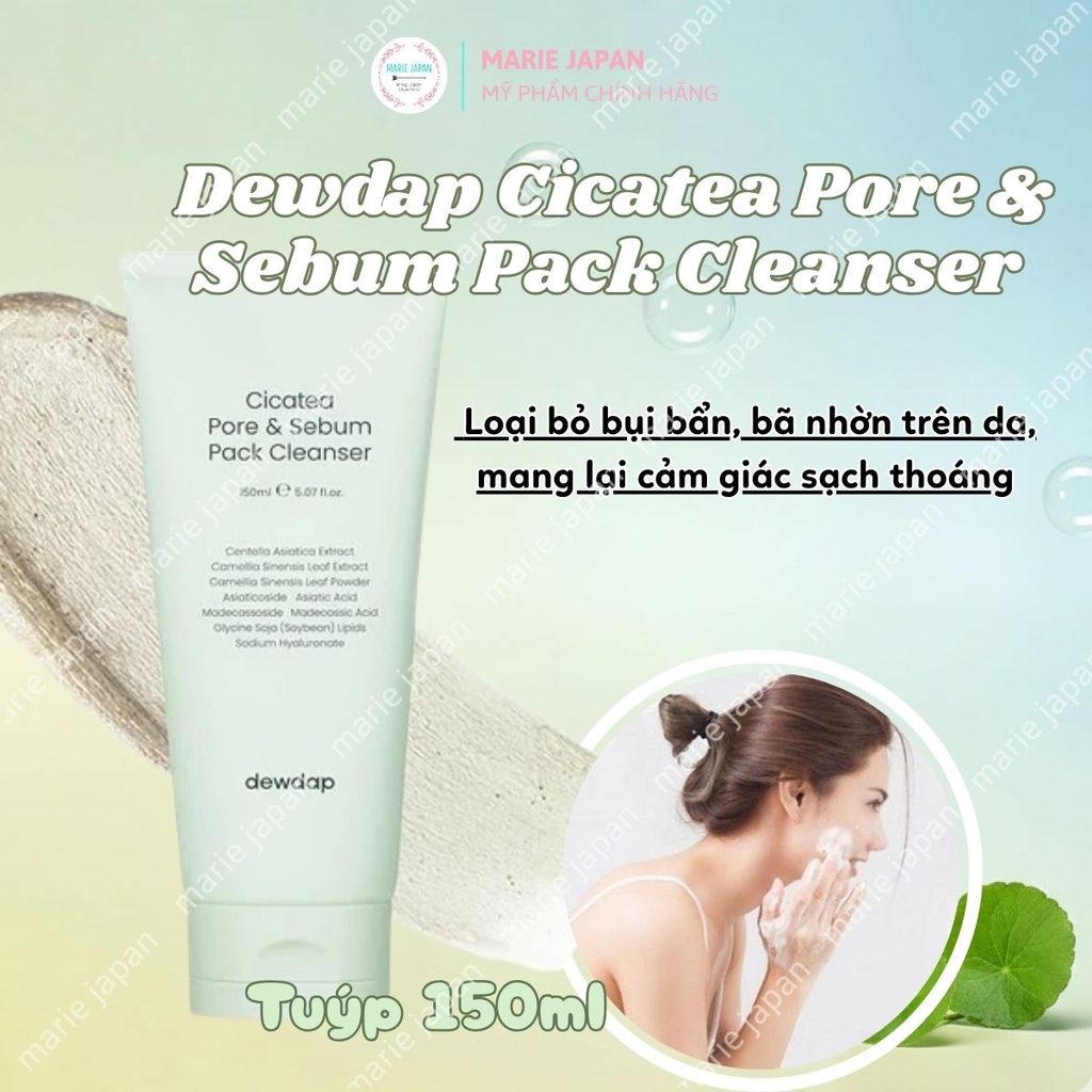 Sữa Rửa Mặt 2IN1 Dewdap Sạch Sâu Dưỡng Ẩm Mềm Mịn Cho Da Dầu Mụn Nhạy Cảm Cicatea Pore & Sebum Pack Cleanser Hàn Quốc