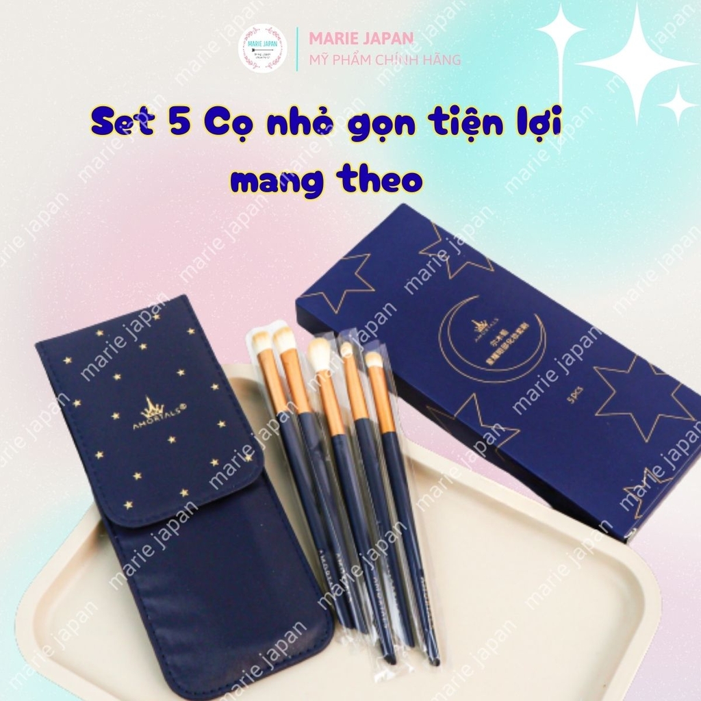 Set 5 Cọ Trang Điểm Mắt  AMORTALS Đa Năng Mềm Mịn Kèm Túi Đựng