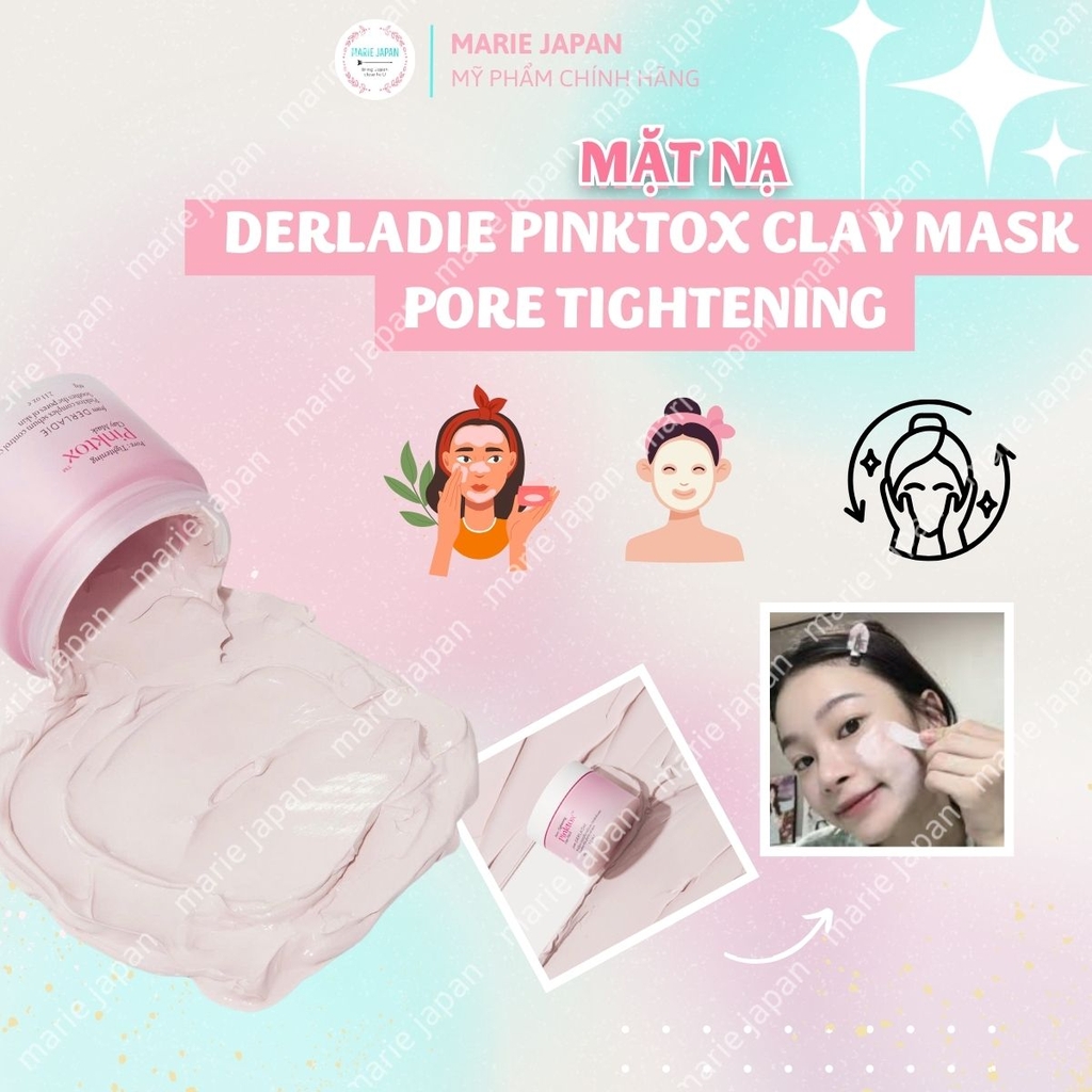Mặt Nạ Đất Sét Pink Tox Derladie Pore Tightening Clay Mask Sạch Sâu Kiểm Soát Dầu Nhờn Se Khít Lỗ Chân Lông Hàn Quốc