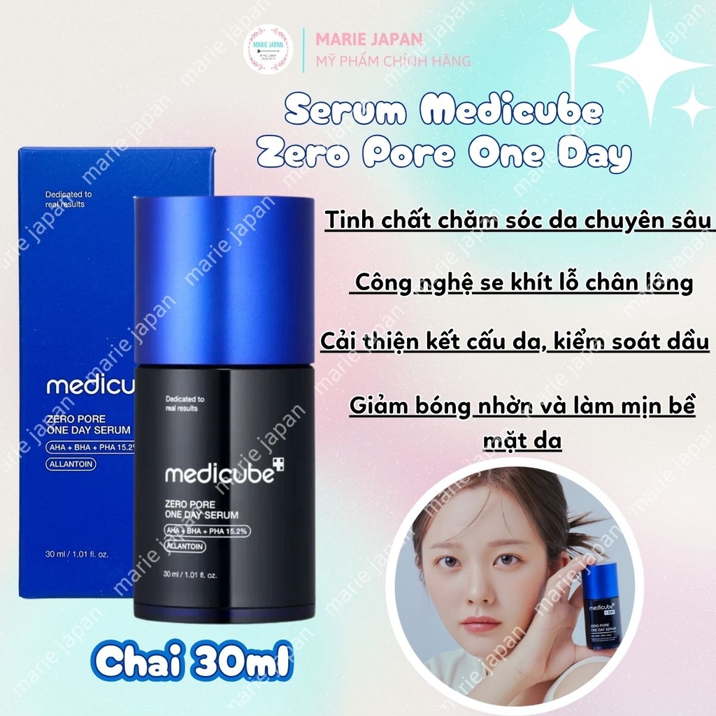 Serum Medicube Se Khít Lỗ Chân Lông Kiểm Soát Dầu Nhờn Zero Pore One Day Hàn Quốc Chai 30ml