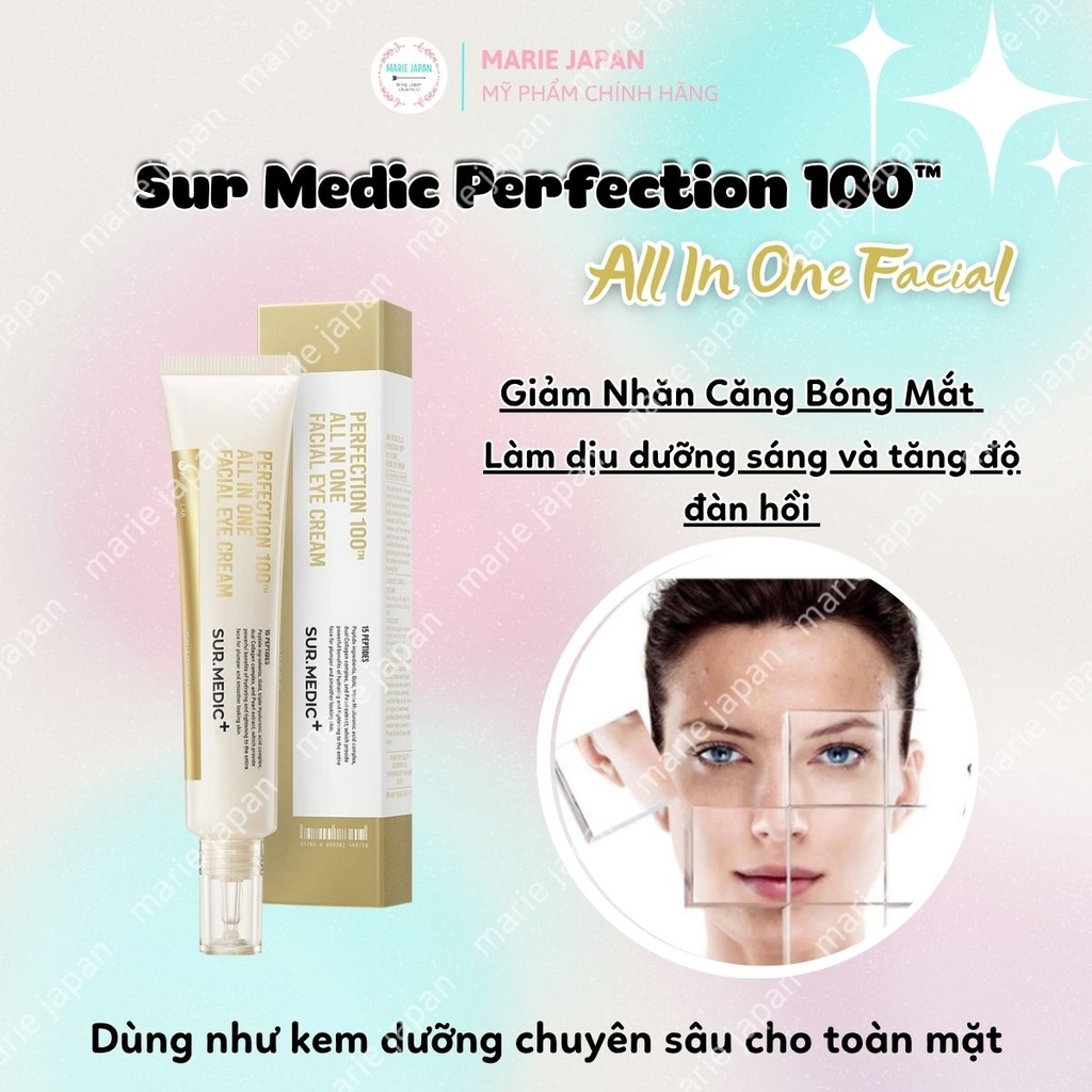 Kem Mắt Sur.Medic Perfection 100™ All In One Facial Eye Cream Giảm Thâm Mắt Mờ Nếp Nhăn Ngừa Lão Hóa Tuýp 35ml - TẶNG KÈM 2 SAMPLE
