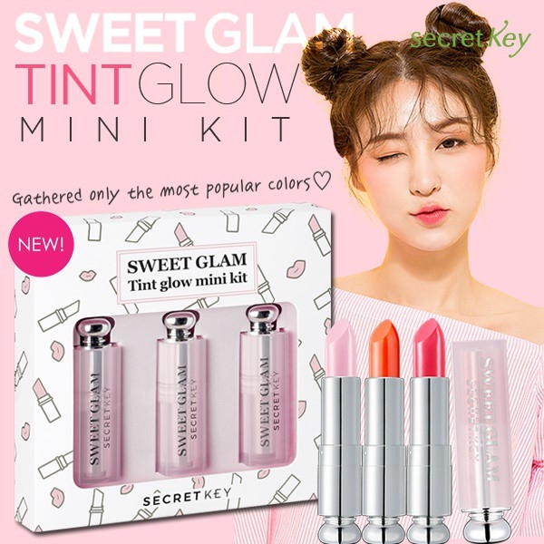 Set 3 Son Dưỡng Môi Có Màu Secret Key Sweet Glam Tint Glow Mini Kit