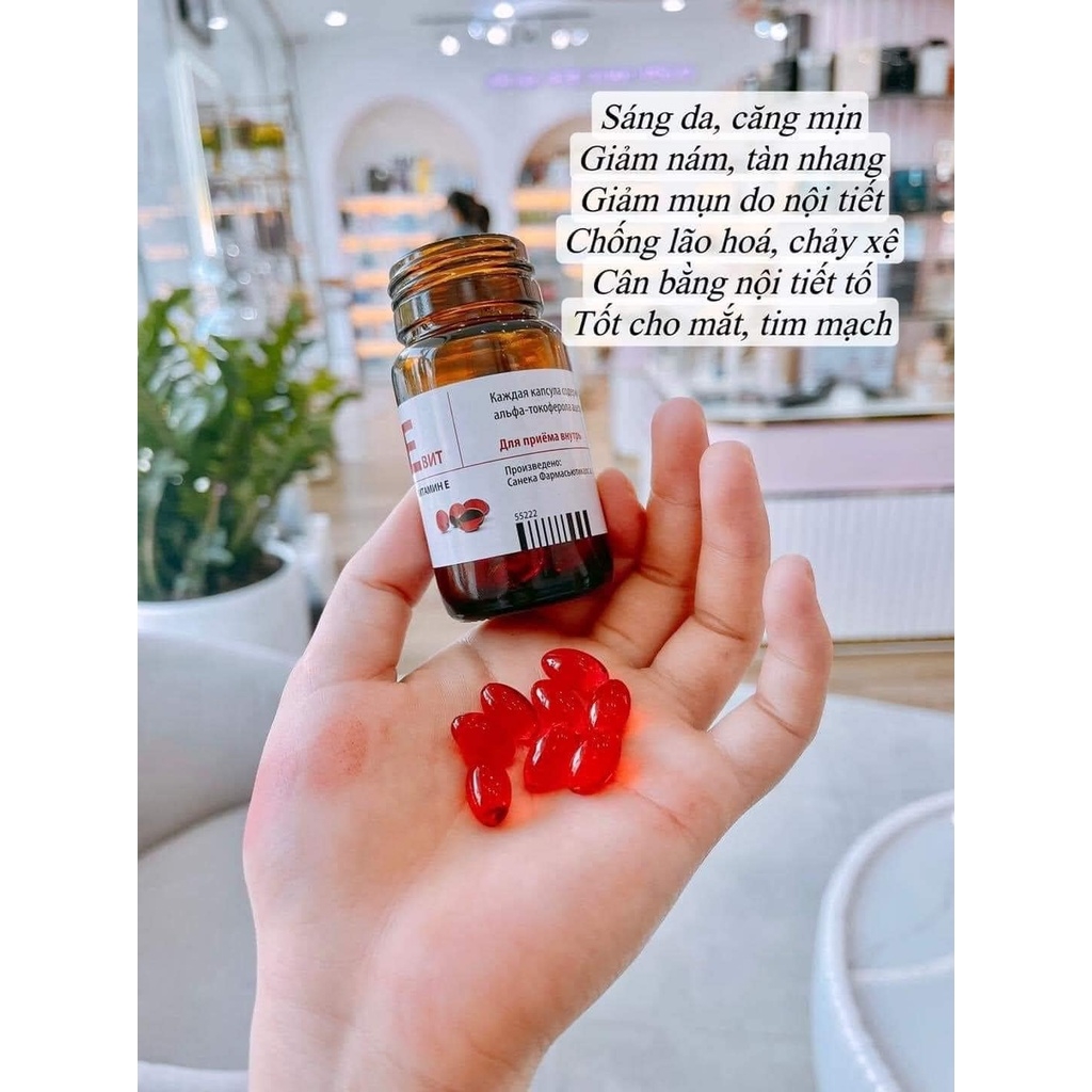 Viên Uống Bổ Sung Vitamin E Đỏ Đẹp Da Ngăn Lão Hóa 270mg Mirrolla Nga Hộp 30 Viên