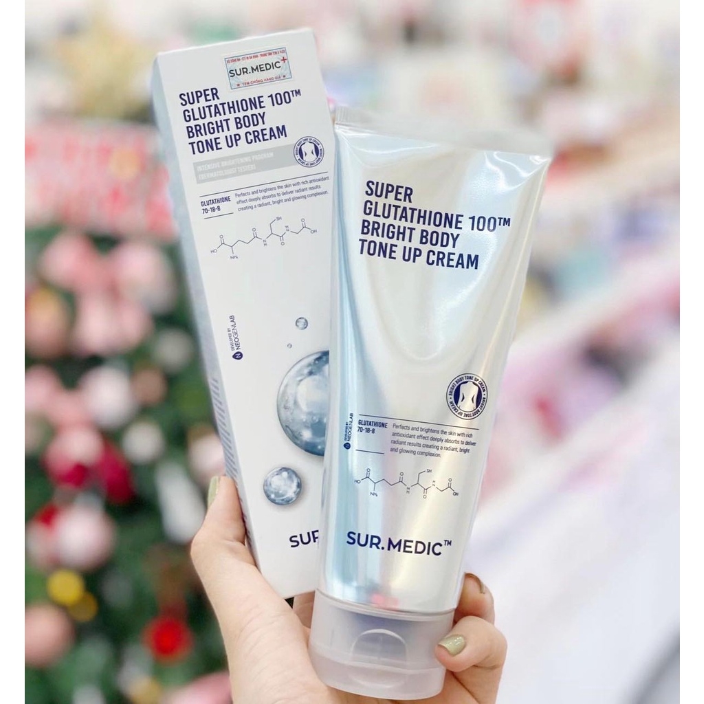 Kem Nâng Tone Trắng Da Toàn Thân SURMEDIC Super Glutathione 100TM Bright Body Tone Up Cream 150ml Hàn Quốc