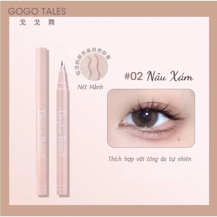 Bút Kẻ Bọng Mắt Gogo Tales Nét Mảnh Chống Nước Tốt Chính Hãng