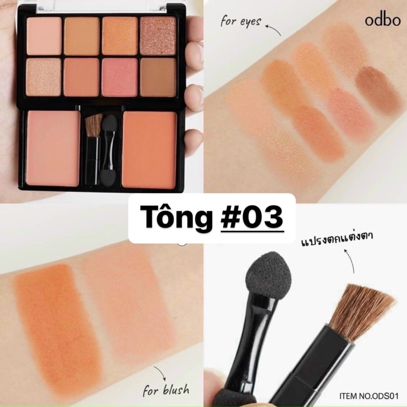 Set Phấn Mắt & Má Hồng ODBO 8 Ô Tông Cam Siêu Đẹp Eyeshadow And Blush Od1022 Thái Lan 20g