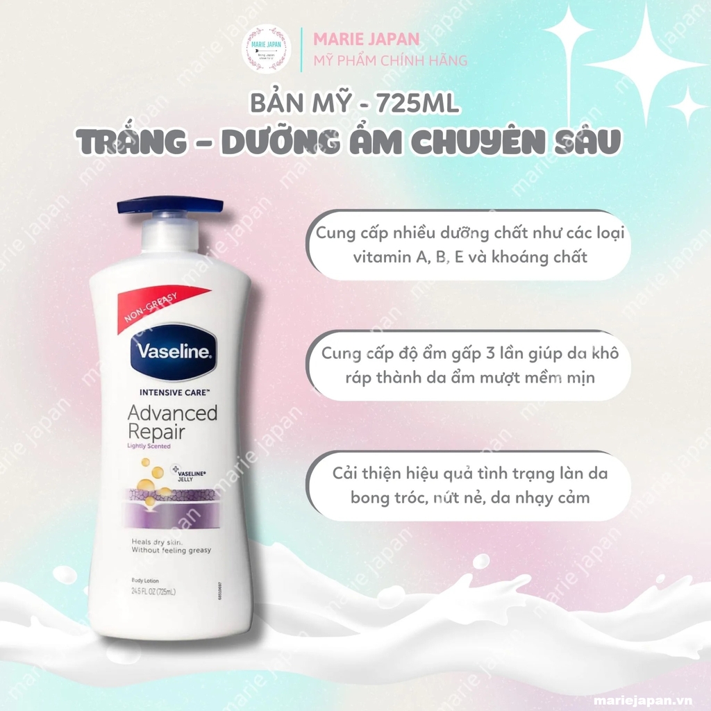 Dưỡng Thể Vaseline Bản Mỹ - HỒNG DƯỠNG TRẮNG Chai 725ml