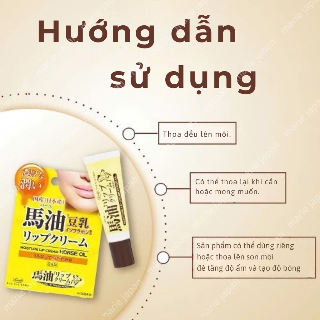 Son Dưỡng Loshi Horse Oil Dưỡng Ẩm Mềm Môi Căng Bóng Moisture Lip Cream Nhật Bản Thỏi 10g