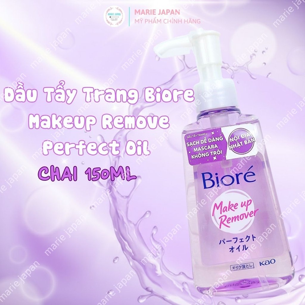 Dầu Tẩy Trang Biore Sạch Sâu Dưỡng Ẩm Mịn Mướt Da Makeup Remove Perfect Oil Nhật Bản Chai 150ml