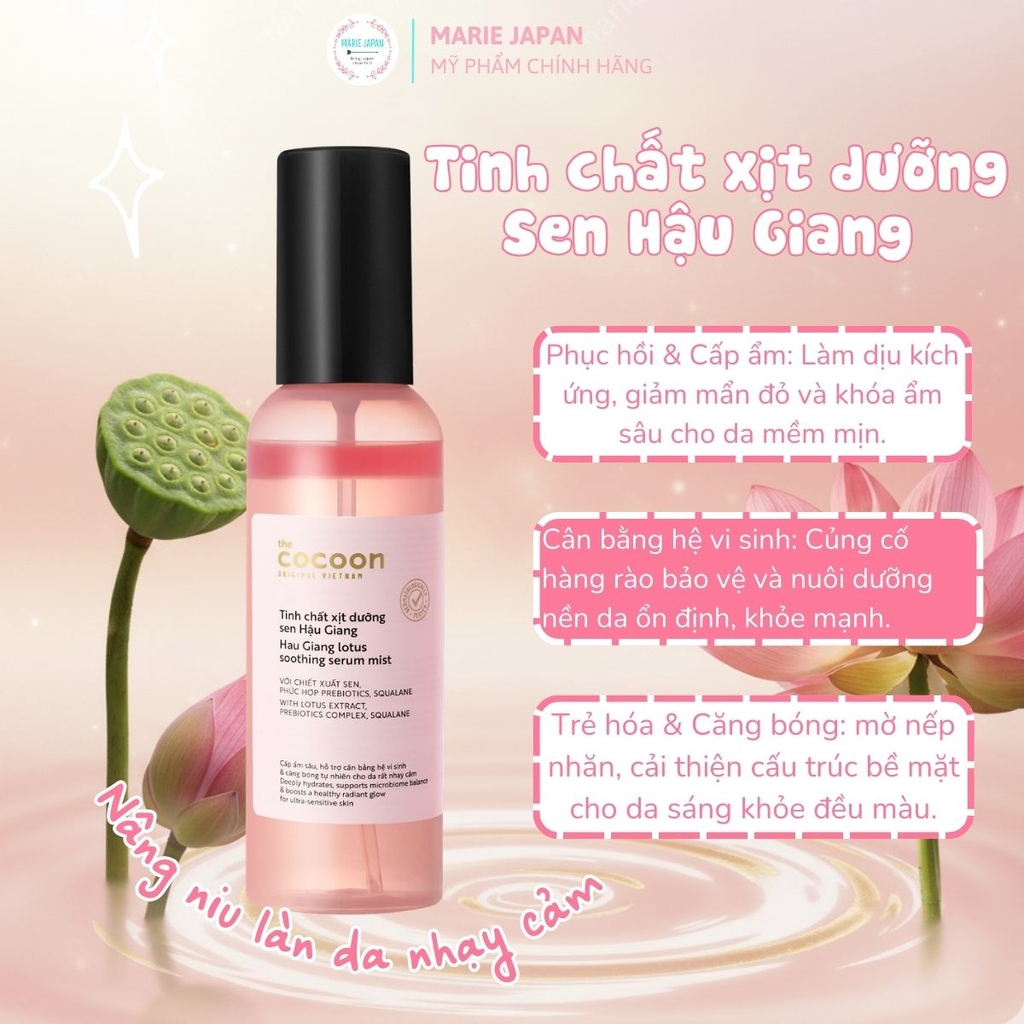 Combo Cocoon 2 Món 1 Xịt Dưỡng Sen Cocoon Hậu Giang 100ml  + 1 Tẩy TBC Mặt Cocoon Tuýp 150ml