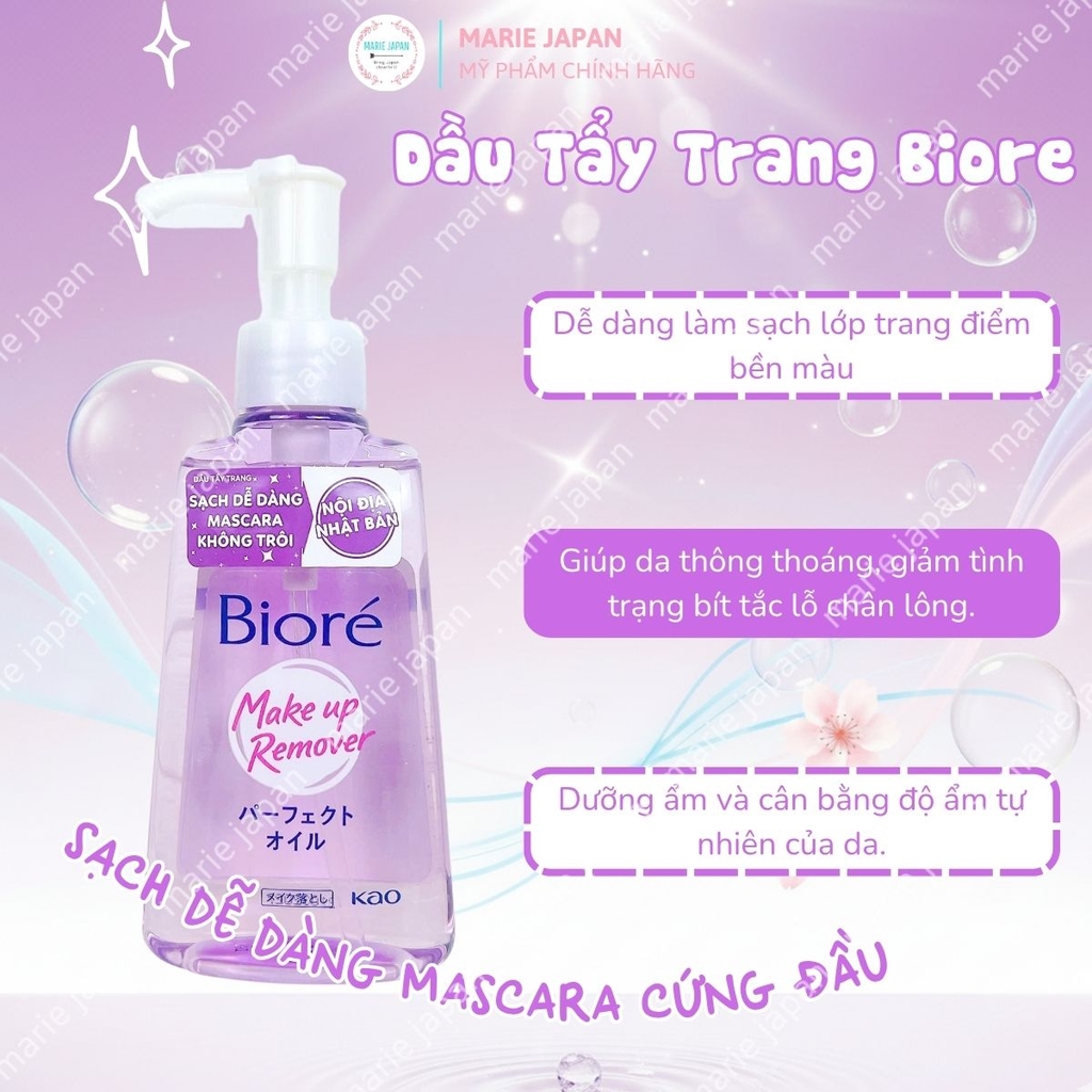 Dầu Tẩy Trang Biore Sạch Sâu Dưỡng Ẩm Mịn Mướt Da Makeup Remove Perfect Oil Nhật Bản Chai 150ml