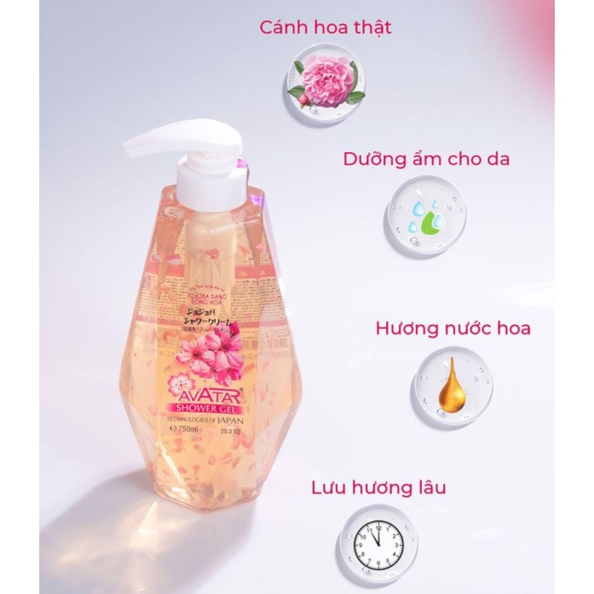 Sữa Tắm Nước Hoa Avatar Shower Gel Jojoba Chai 750ml Nhật Bản