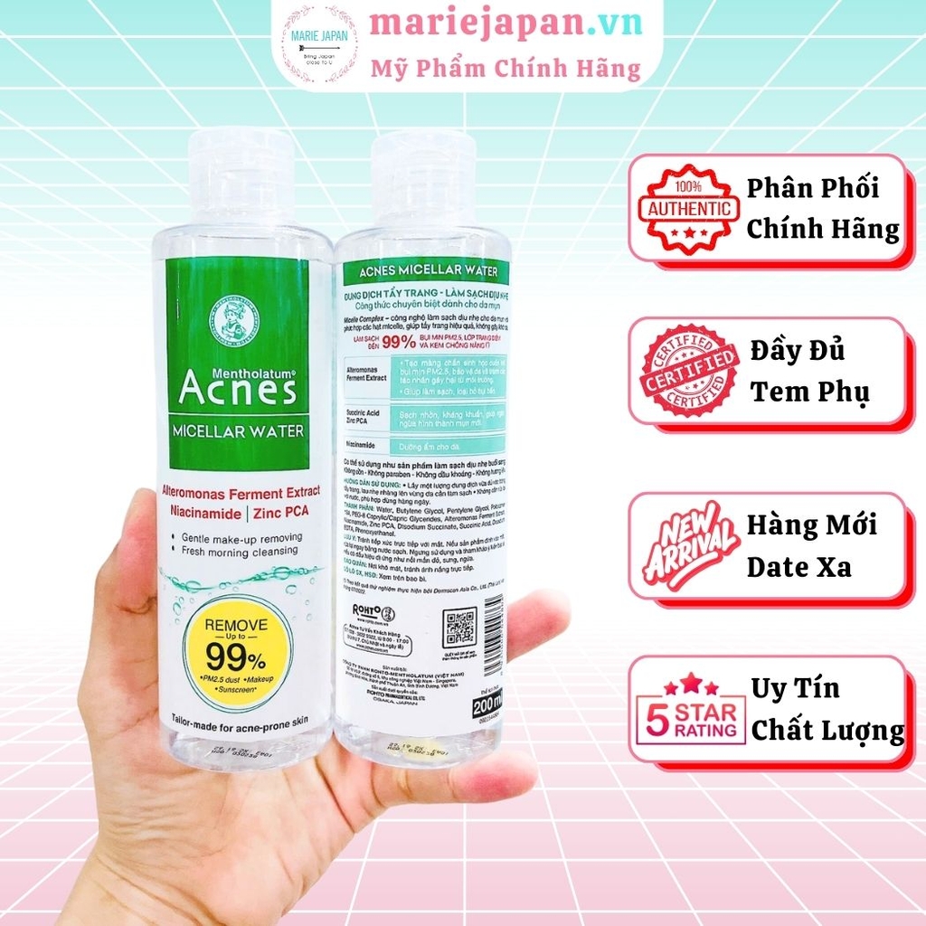 Nước Tẩy Trang Acnes Micellar Water Sạch Sâu Dịu Nhẹ Giảm Mụn 200ml
