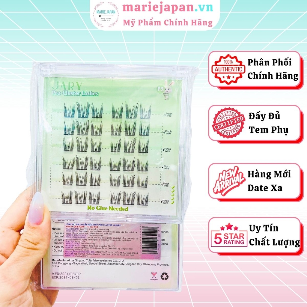 Lông Mi Cụm JARY Pro Cluster Lashes Có Sẵn Keo Tiện Lợi Mỏng Nhẹ Hộp Nhựa 6 Hàng