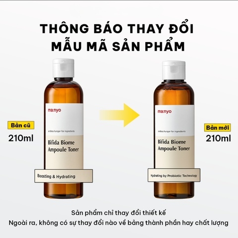 Nước Hoa Hồng Ma:nyo Bifida Biome Ampoule Cấp Ẩm Giảm Mụn Se Lỗ Chân Lông  Hàn Quốc 210mL