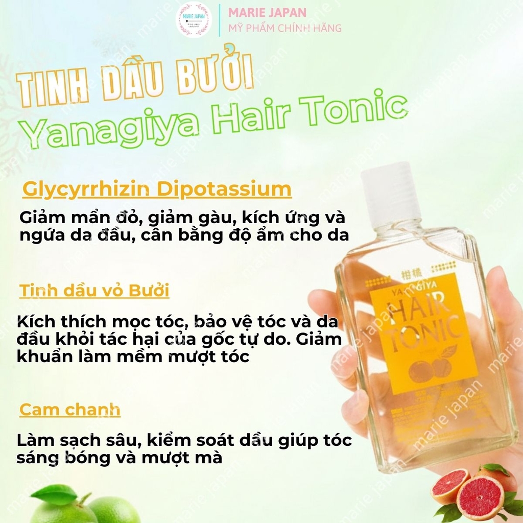Tinh Dầu Dưỡng Tóc Yanagiya Hair Tonic Giảm Gãy Rụng Kích Thích Mọc Tóc Chắc Khỏe Mềm Mượt Nhật Bản Chai 240ml