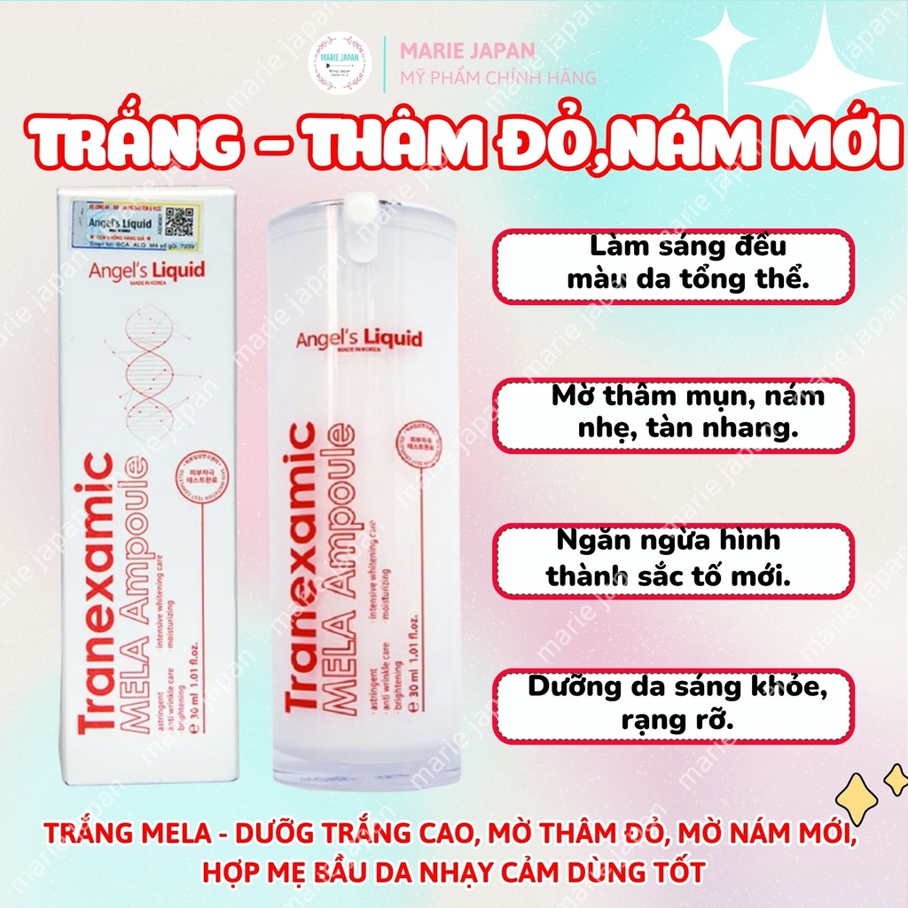 Siêu Tinh chất Angel's Liquid Tranexamic Dưỡng Trắng Mờ Nám Chuyên Biệt Hiệu Quả Mela Ampoule 30ml