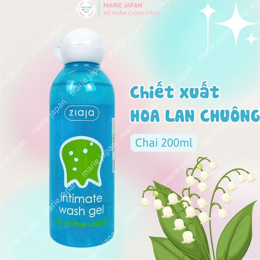 Dung Dịch Vệ Sinh Intimate ZIAJA Wash Gel Dưỡng Ẩm Khử Mùi Cân Bằng PH Chai 200ml