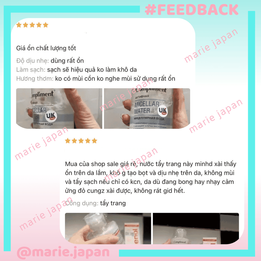 Nước Tẩy Trang Compliment Làm Sạch Sâu Dành Cho Mọi Loại Da Micellar Water Chai 400ml