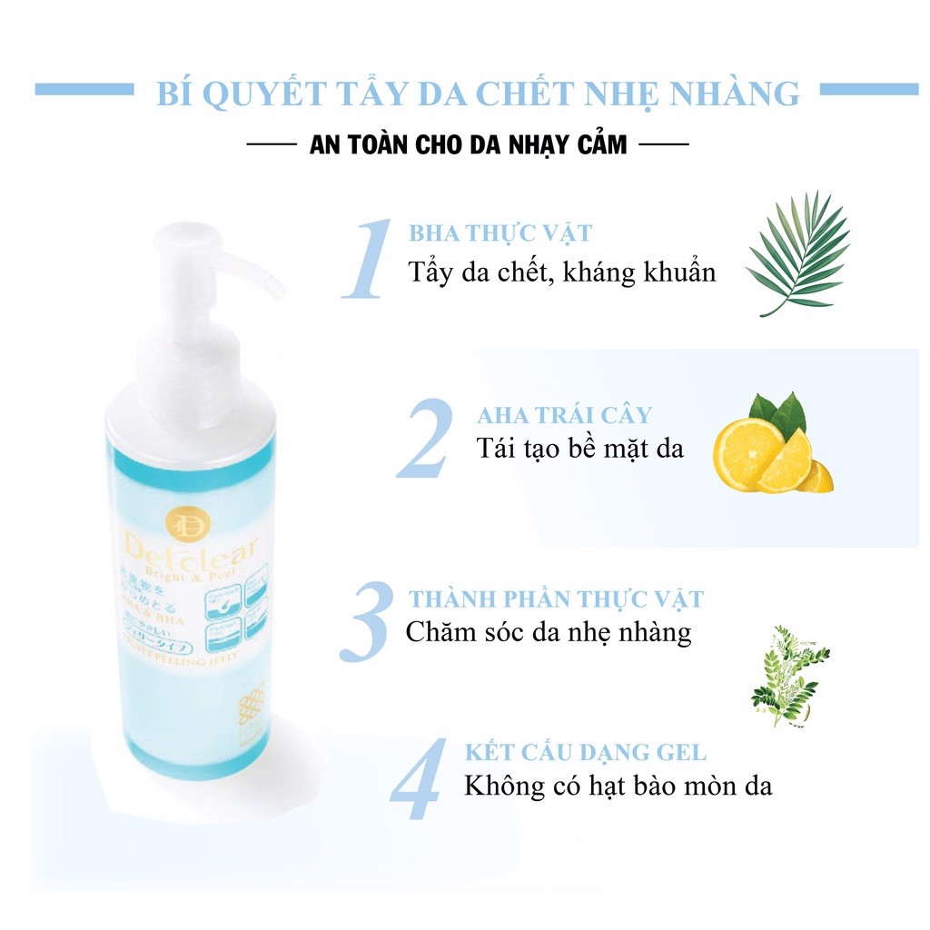 Tẩy TBC Detclear Bright & Peel - XANH KHÔNG MÙI Chai 180ml