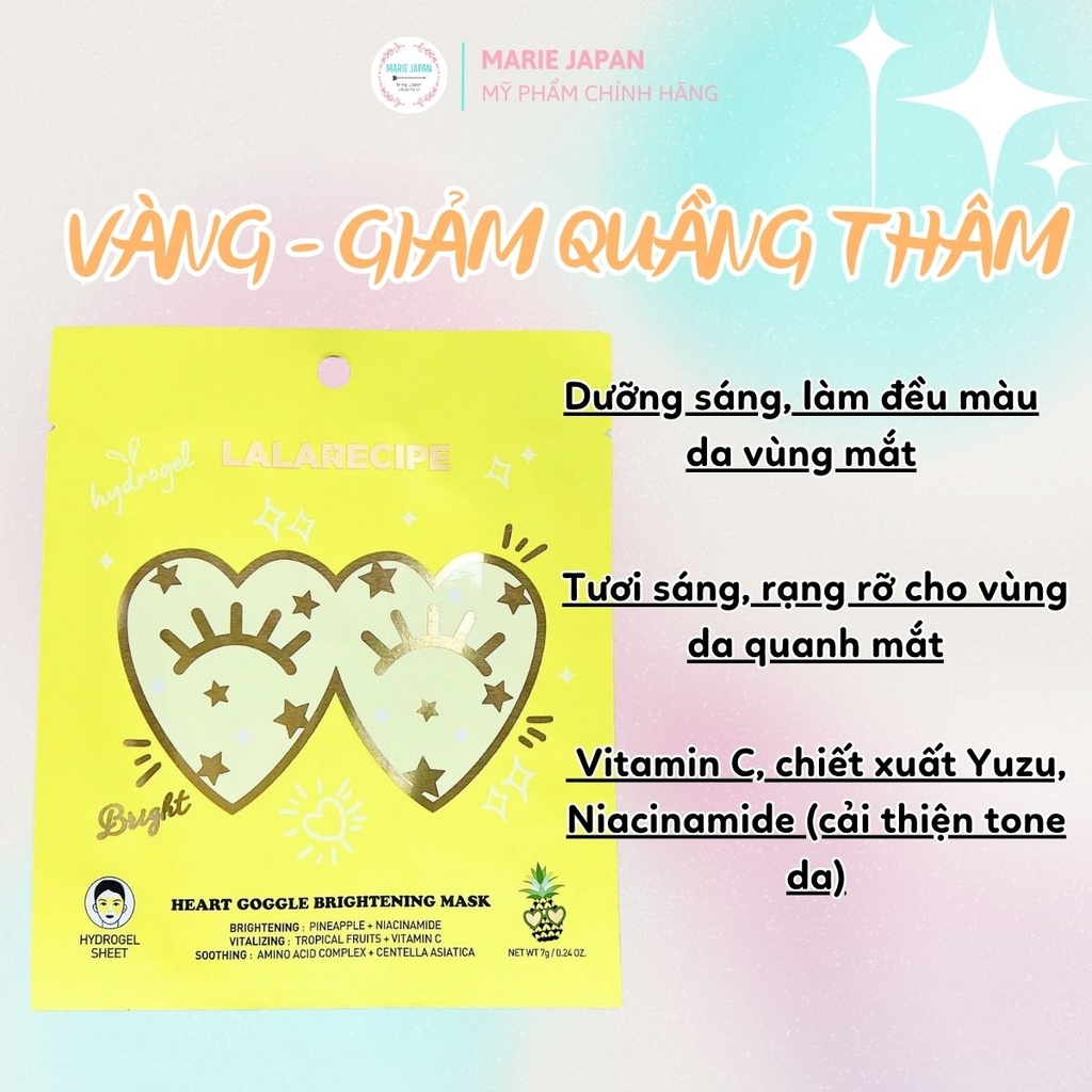 Mặt Nạ Thạch Cho Mắt Lalarecipe Heart Goggle Moisture Mask Dưỡng Ẩm Sáng Da Giảm Quầng Thâm Hàn Quốc 1 Miếng 23G