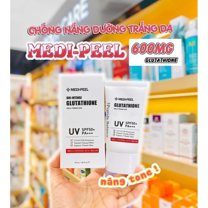 Kem Chống Nắng Nâng Tông Medi Peel Glutathione Mela Toning Sun SPF50 Hàn Quốc 50ml