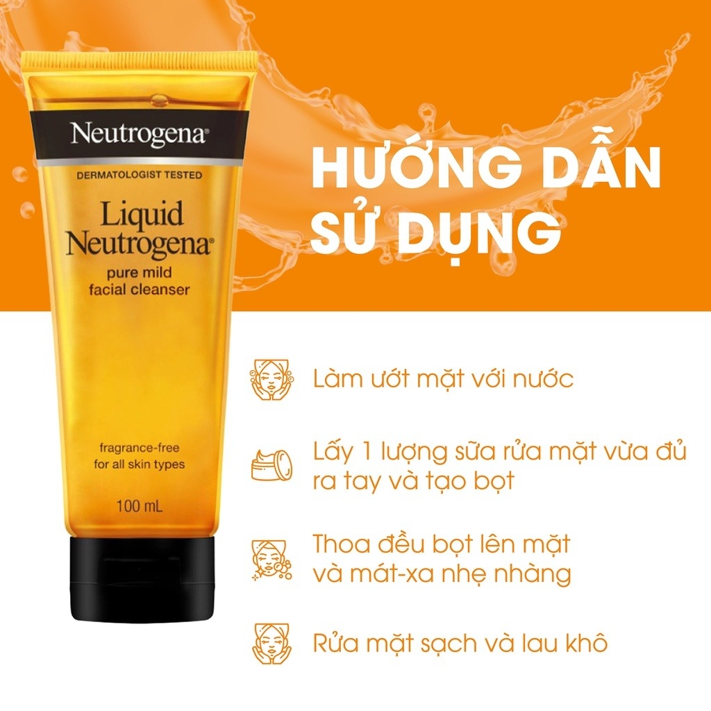 Sữa Rửa Mặt Neutrogena Liquid Pure Mild Facial Cleaner Dịu Nhẹ Dành Cho Mọi Loại Da 100ml
