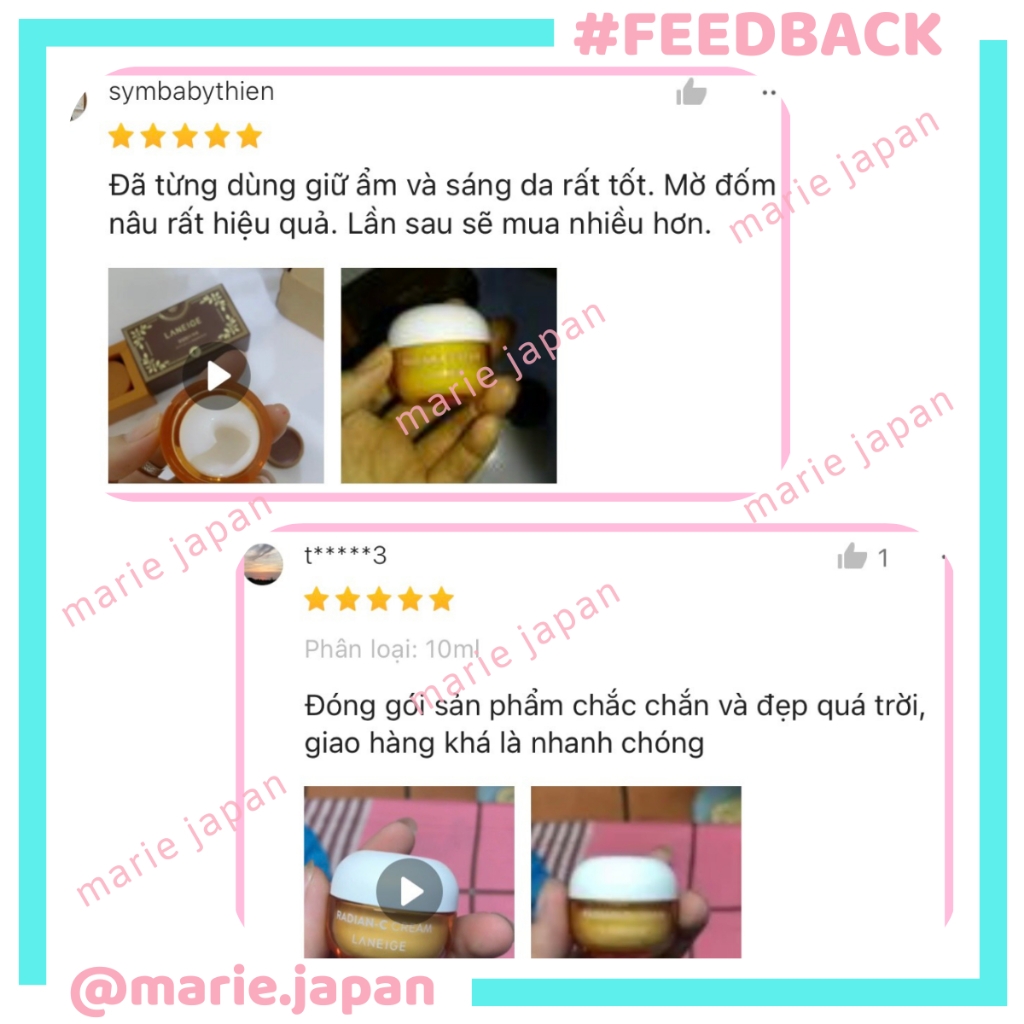 Kem Dưỡng Trắng Da Làm Mờ Đốm Nâu LANEIGE Radian-C Cream - Minisize 10ml
