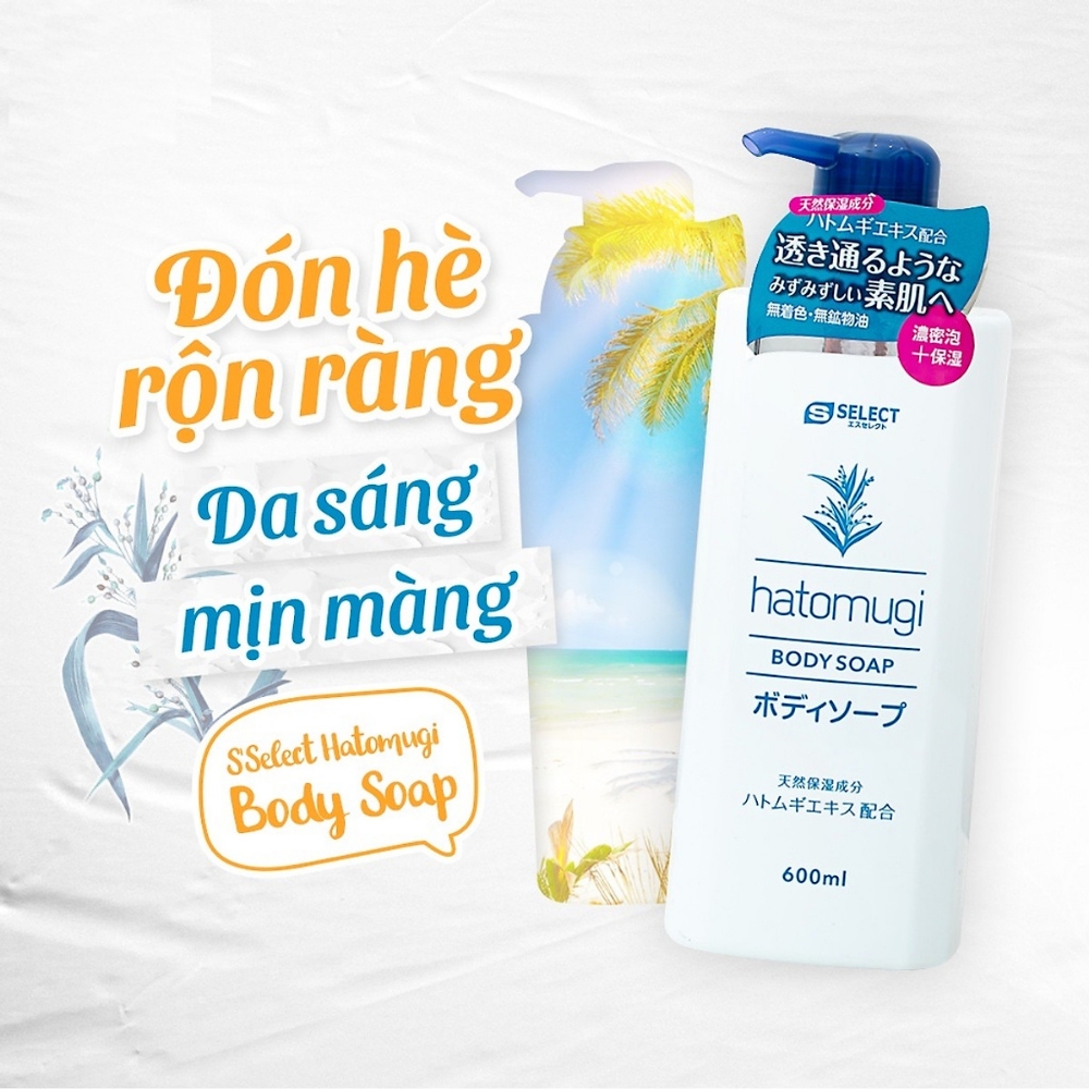 Sữa Tắm S SELECT Chiết Xuất Ý Dĩ Dưỡng Ẩm Làm Sáng Da Hiệu Quả Nhật Bản Chai 600ml