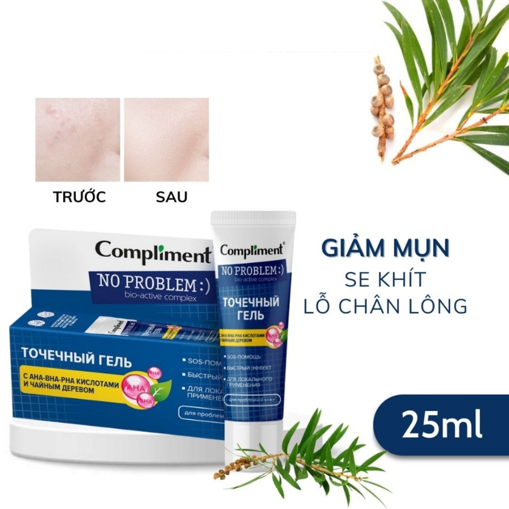 Gel Chấm Mụn Compliment No Problem AHA BHA PHA Giảm Sưng Viêm Ngăn Mụn 25ml Nga