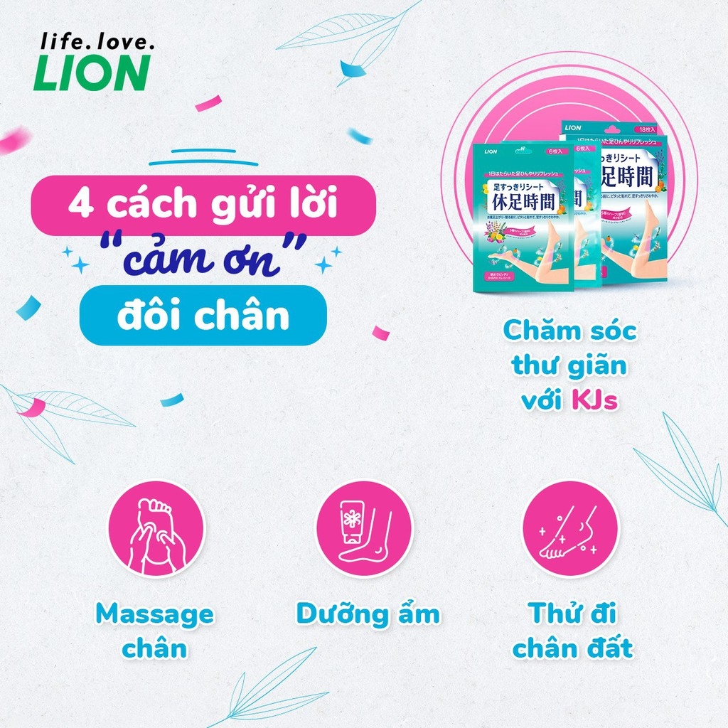 Miếng Dán Lạnh Thảo Mộc Massage Thư Giãn Chân Cool Fresh & Lion Nhật Bản