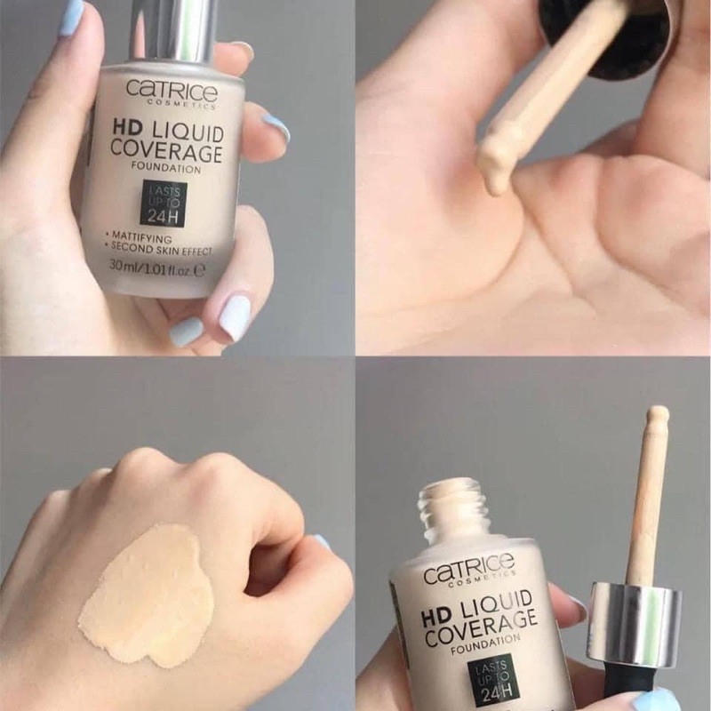 Kem Nền Catrice HD Liquid Coverage 24h - 010 LIGHT BEIGE Chai 30ml
