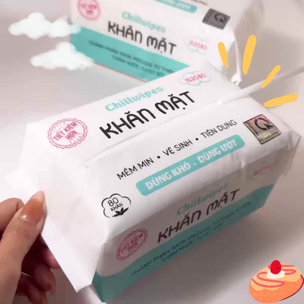 Khăn Lau Mặt Khô Dùng 1 Lần Chillwipes Dạng Rút 80 Miếng/Gói