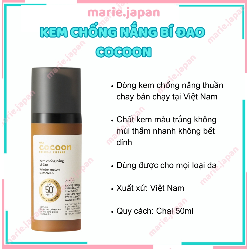 Kem Chống Nắng Bí Đao Cocoon Winter Melon Chai 50ml