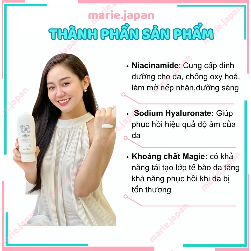 Kem Ủ Trắng Secret Key Snow White Milky Pack Hộp 200g