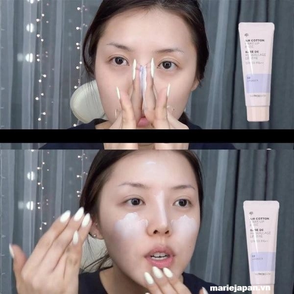 Kem Lót The Face Shop Air Cotton Make Up Base - 02 TÍM LAVENDER Tuýp 35g