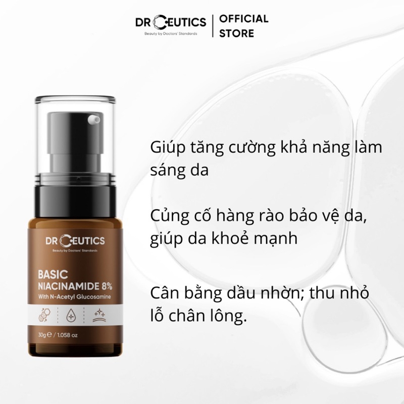 Serum DrCeutics B3 Basic Niacinamide 8% Sáng Da Mờ Thâm Kiềm Dầu Phù Hợp Cho Da Dầu Mụn - Chai 30g