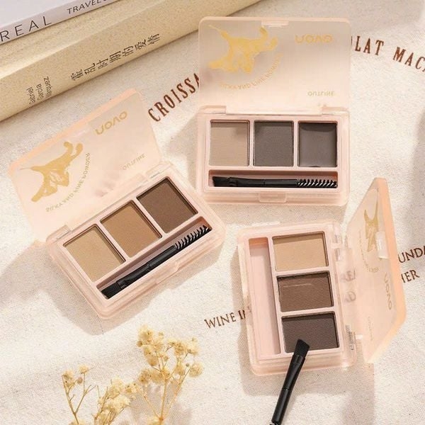 Bột Kẻ Mày 3 Ô Novo Kèm Cọ Tán 2 Đầu Tiện Lợi Giúp Lông Mày Mềm Mại Tự Nhiên Lâu Trôi Eyebrow Kit 5841
