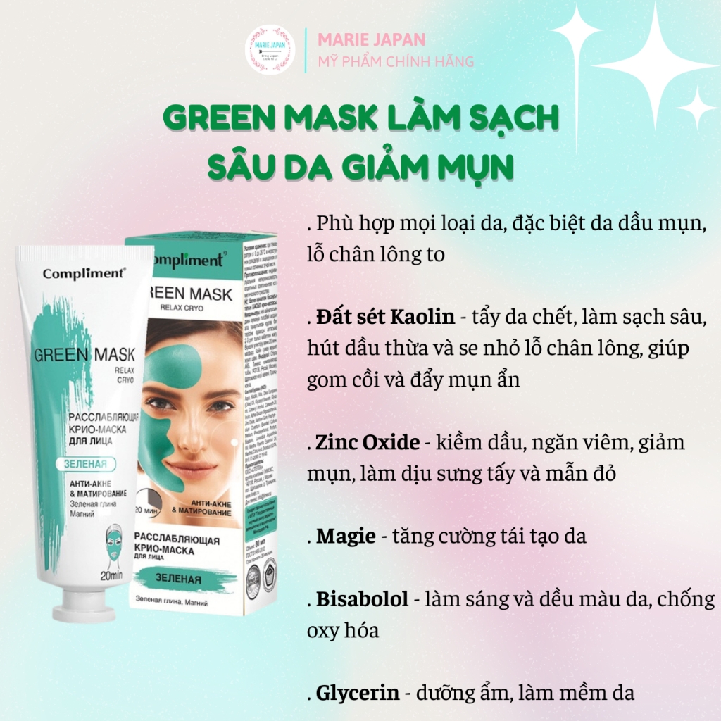 Mặt Nạ Đất Sét Compliment Detox Da Làm Sáng Kiềm Dầu Se Khít Lỗ Chân Lông 80ml