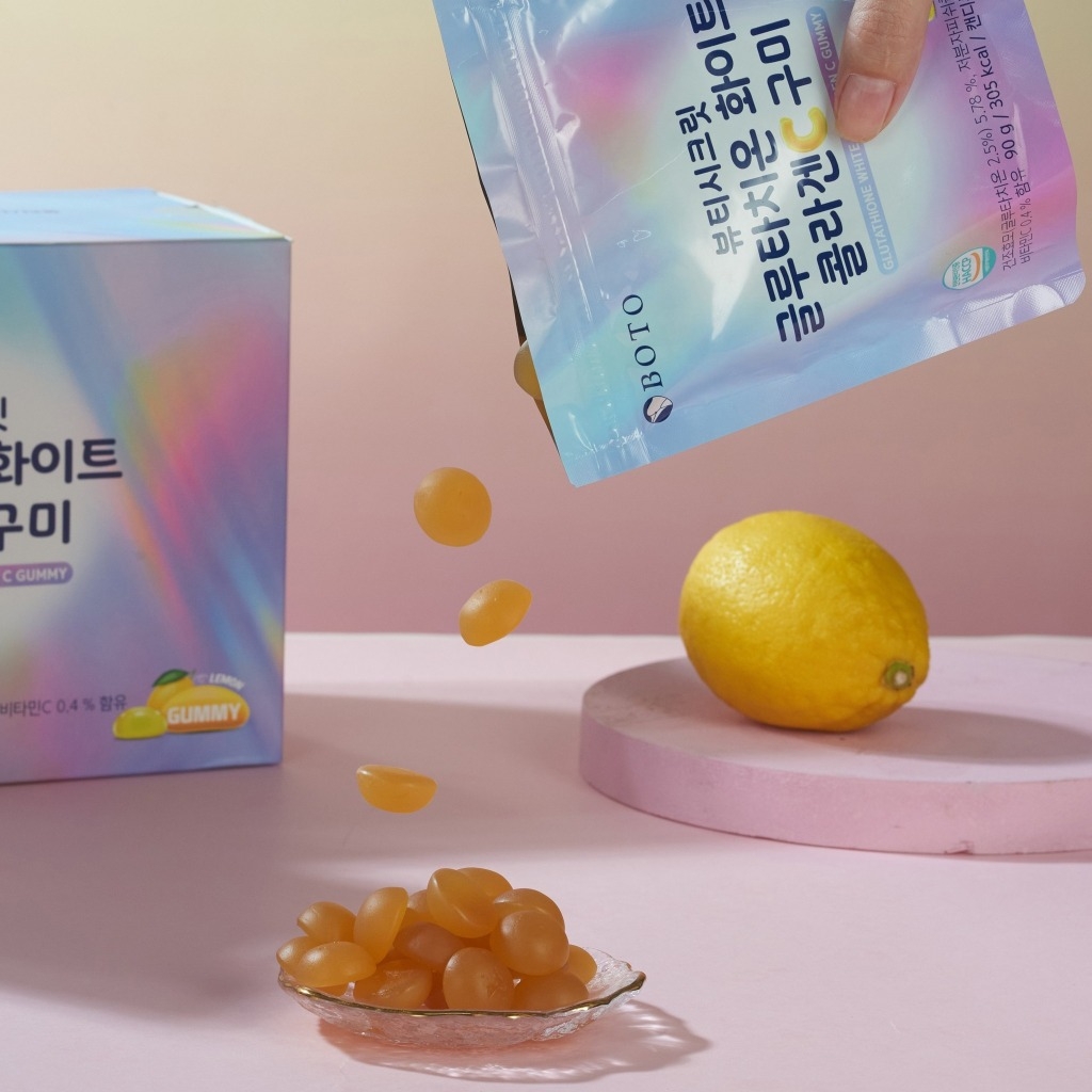 Kẹo Dẻo BOTO Trắng Da Glutathione White Collagen C Vị Chanh 90g Hàn Quốc
