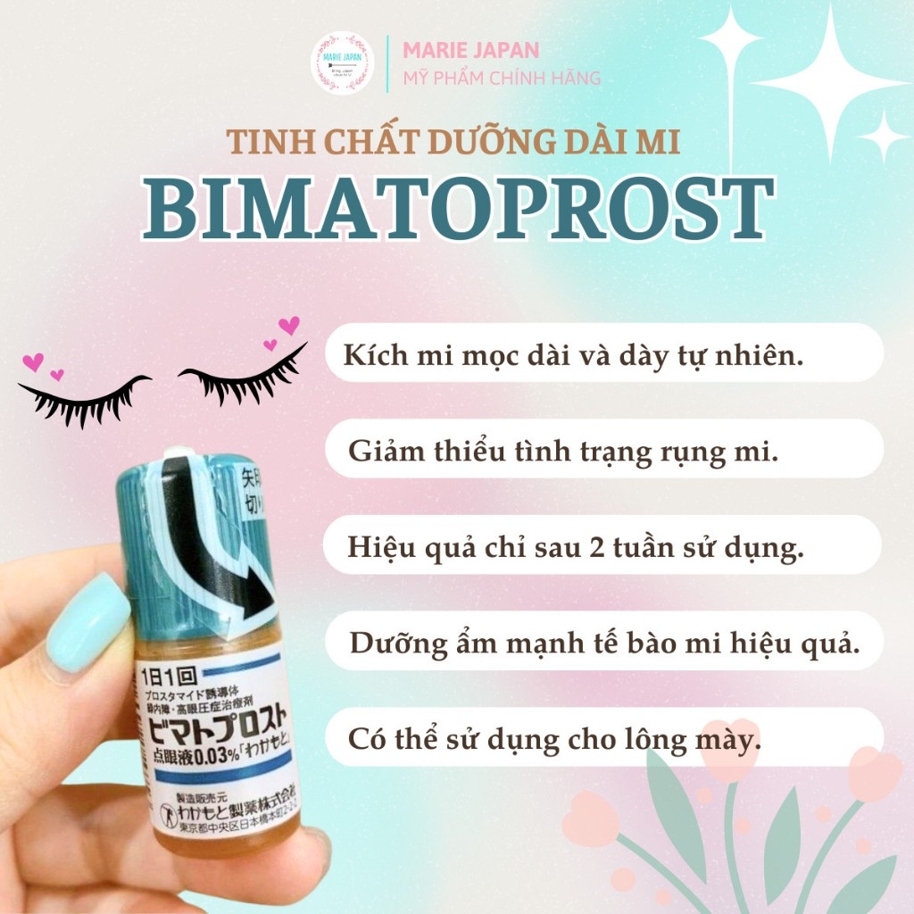 Tinh Chất Dưỡng Mi Bimatoprost 0.03% Giảm Rụng Kích Mọc Mi Dài Và Dày Nhật Bản 2,5ml