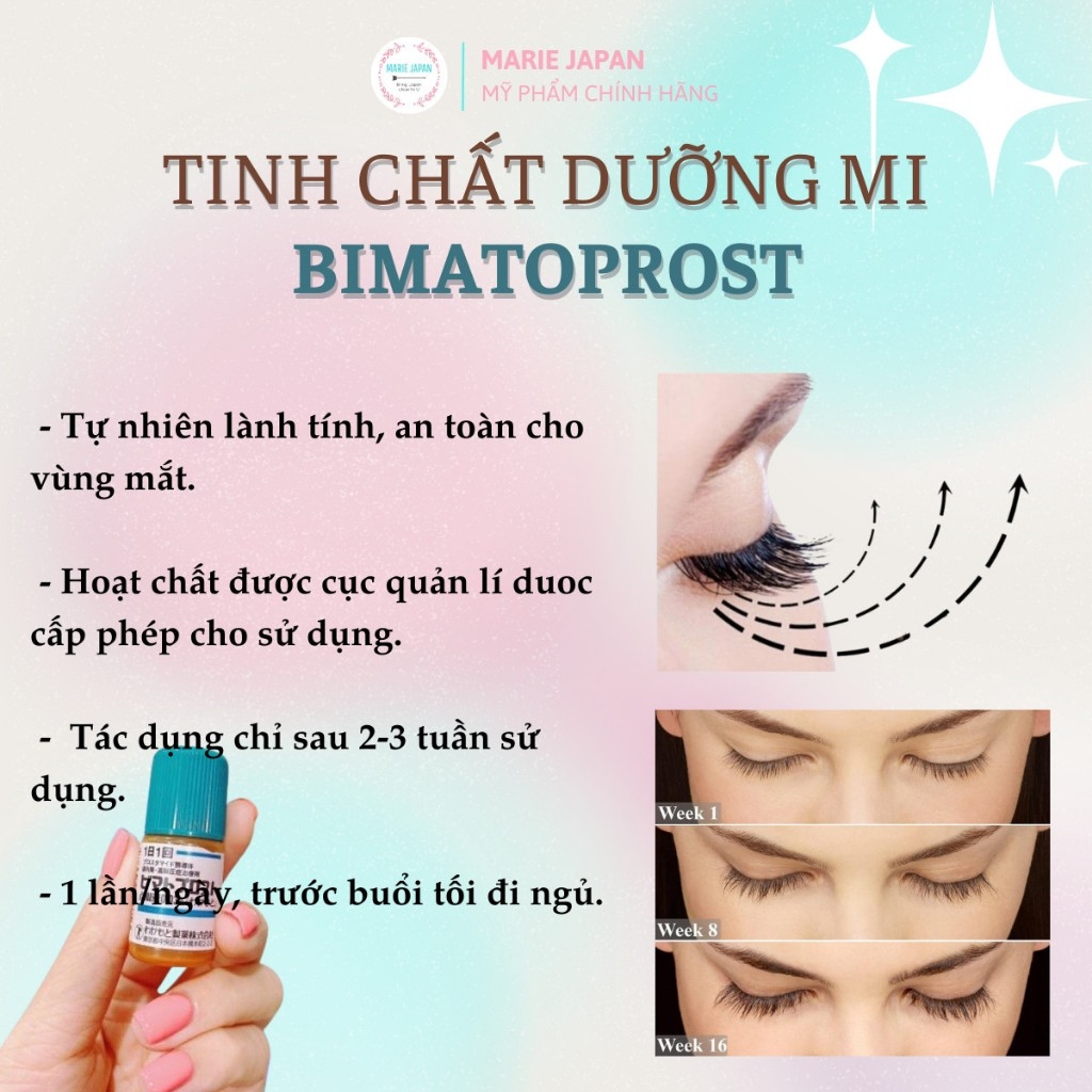 Tinh Chất Dưỡng Mi Bimatoprost 0.03% Giảm Rụng Kích Mọc Mi Dài Và Dày Nhật Bản 2,5ml