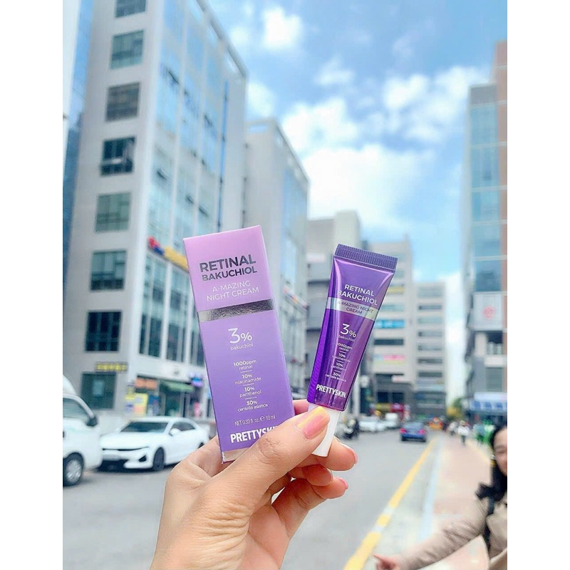 Kem Dưỡng Pretty Skin Retinal Bakuchiol A-Mazing Night Cream Dưỡng Trắng Phục Hồi Tái Tạo Trẻ Hóa Da Giảm Nếp Nhăn 10ml