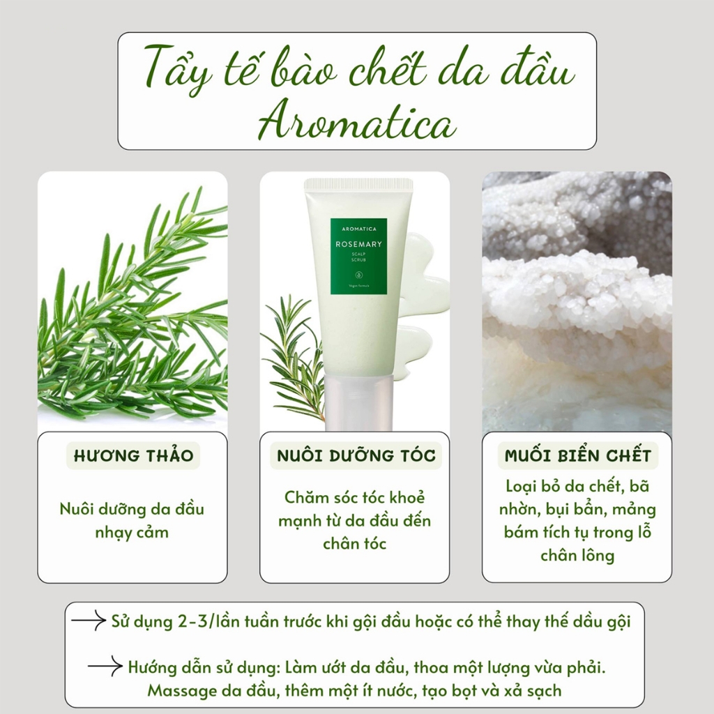 Tẩy Tế Bào Chết Da Đầu Aromatica Rosemary Scalp Scrub Sạch Sâu Loại Bỏ Gàu Hàn Quốc 165g