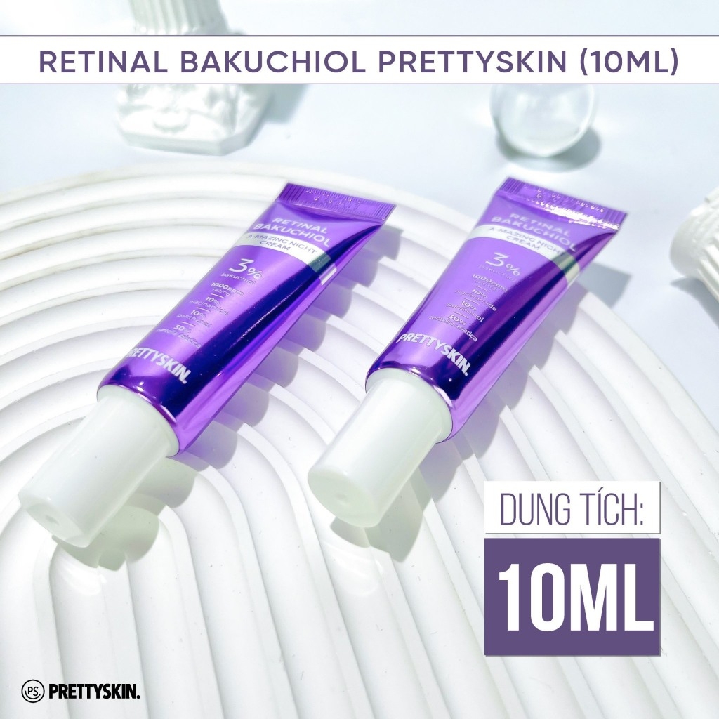 Kem Dưỡng Pretty Skin Retinal Bakuchiol A-Mazing Night Cream Dưỡng Trắng Phục Hồi Tái Tạo Trẻ Hóa Da Giảm Nếp Nhăn 10ml