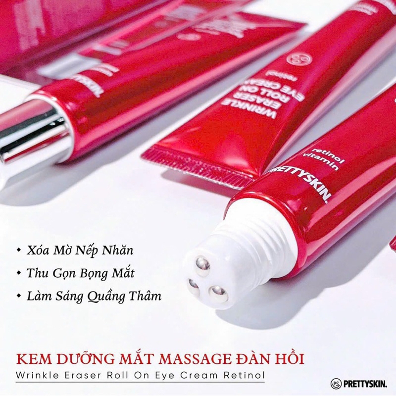 Kem Mắt Pretty Skin Wrinkle Eraser Roll On Eye Cream Retinol Dưỡng Sáng Giảm Thâm Quầng Mắt Làm Mờ Nếp Nhăn Hàn Quốc 30ml