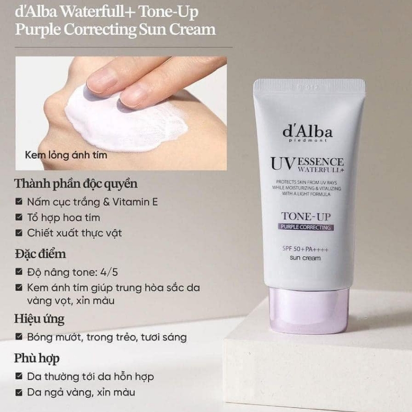 Kem Chống Nắng D’Alba UV Essence Waterfull+ Tone Up  Dưỡng Ẩm Nâng Tông Chống Lão Hóa Hàn Quốc 50mL