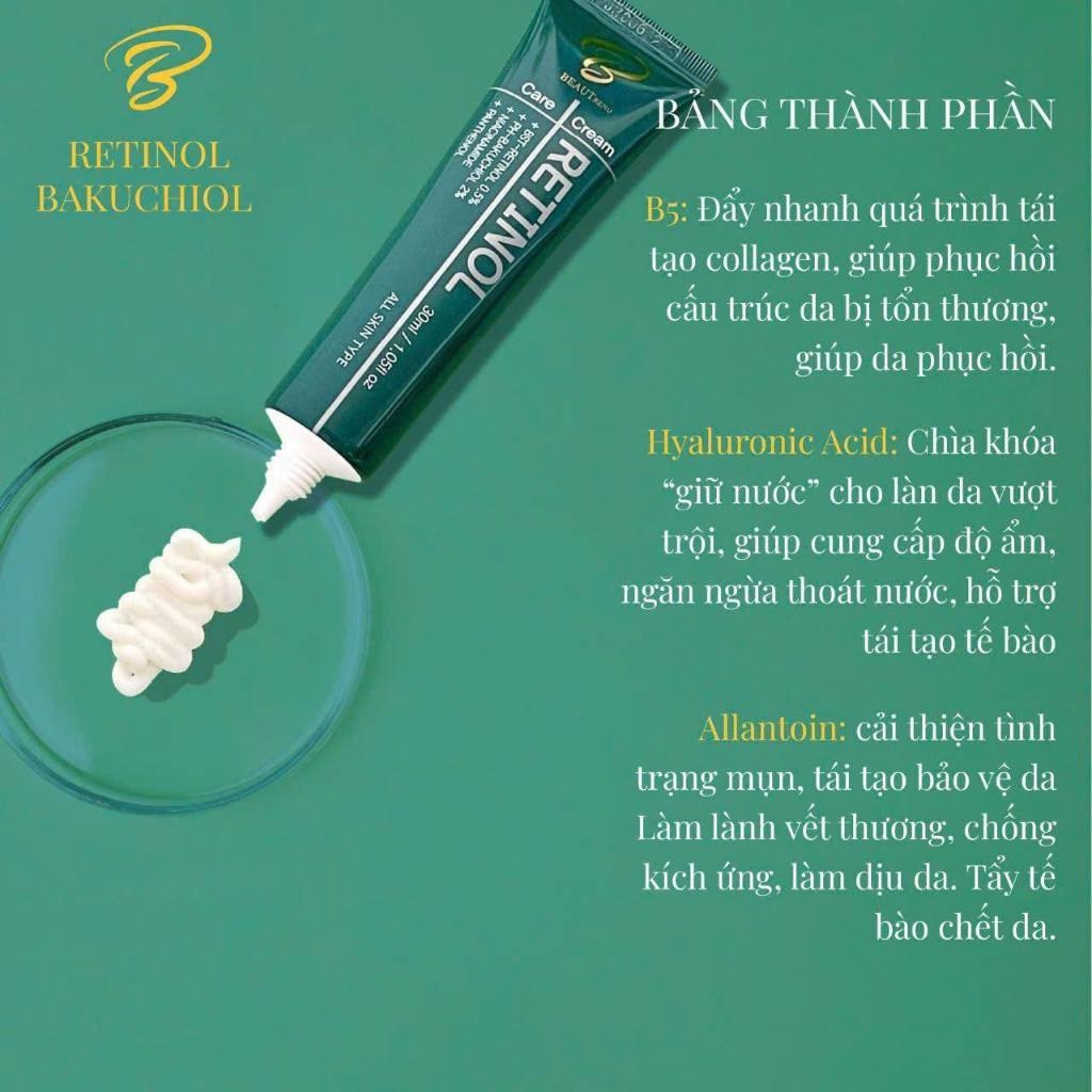 Kem Dưỡng Beautrend 0.5% Retinol & 2% Bakuchiol Chống Lão Hóa Tái Tạo Da Mờ Thâm Nám Hàn Quốc 30mL