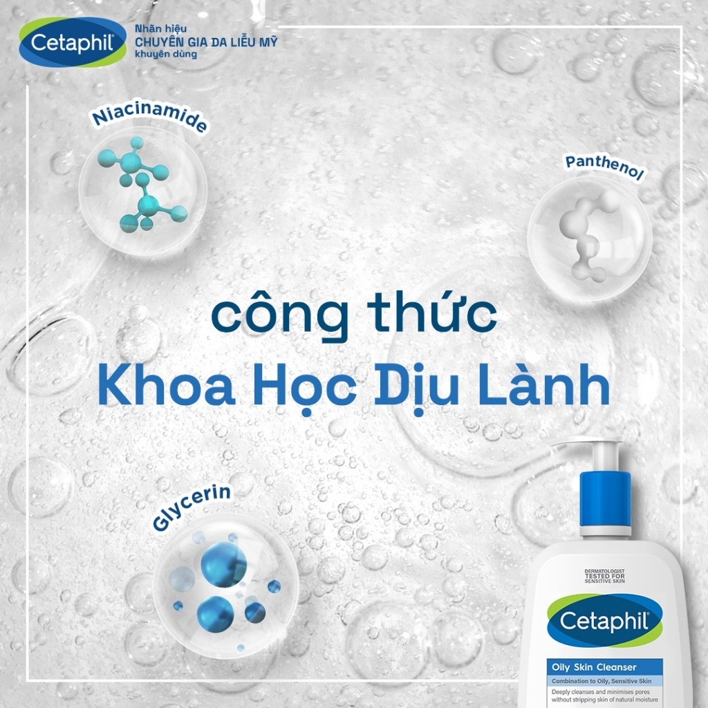 Sữa Rửa Mặt Cetaphil Da Dầu Mụn Nhạy Cảm Oily Skin Cleanser 125mL